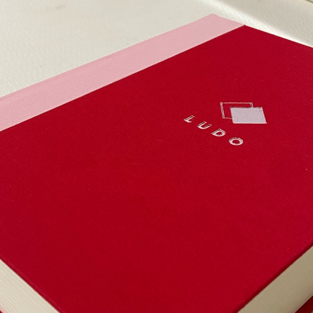 Red and Pink Ludo Board Game In A Notebook, Perfect For Coffee Table